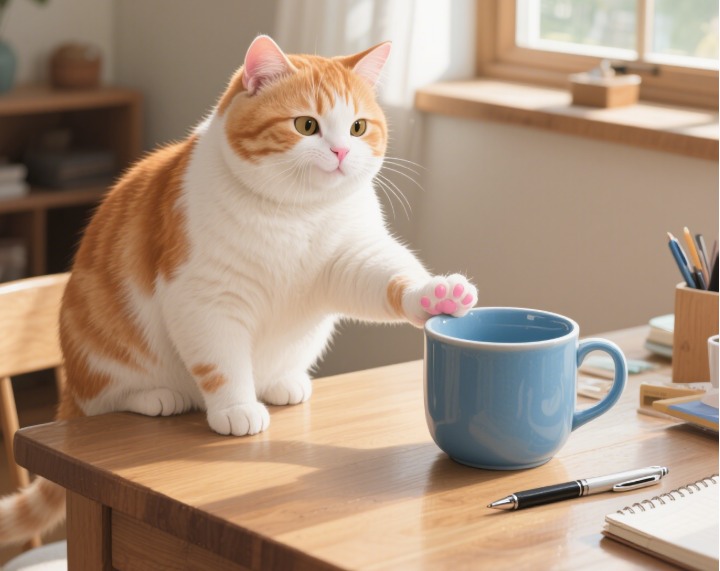 猫咪为什么总喜欢把东西推下桌？纯属手欠？(图1)
