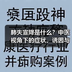 肺失宣降是什么？中医视角下的症状、诱因与调理指南 - 辰飞雨深圳健康科普资讯网